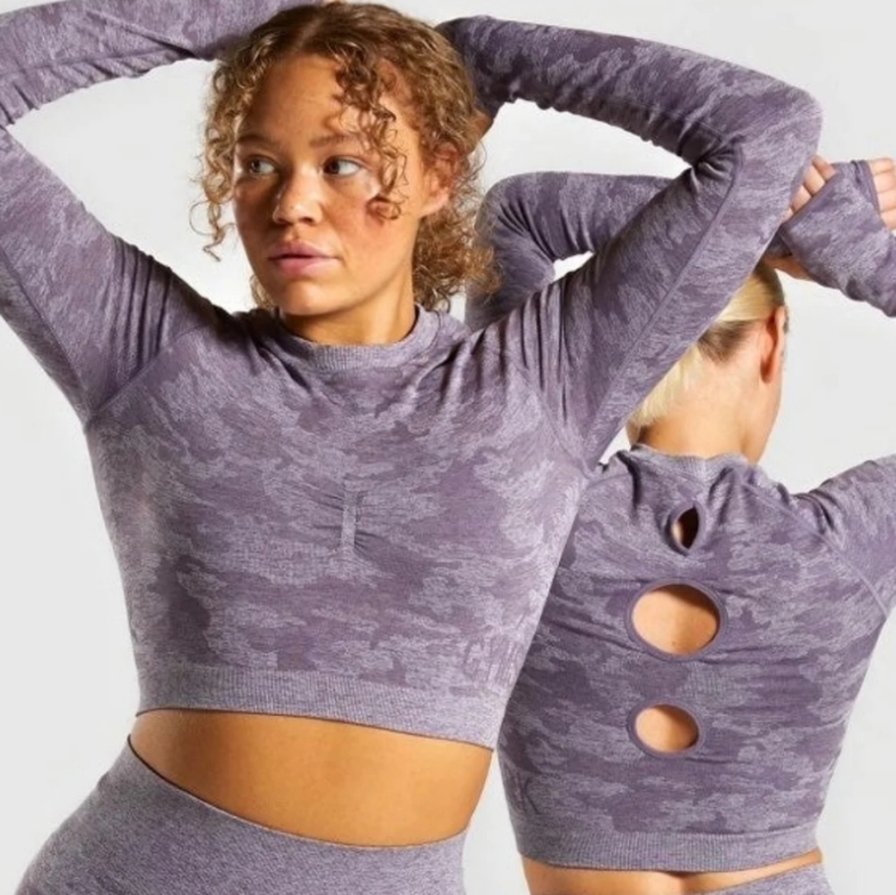 Gymshark camo long sleeve crop top